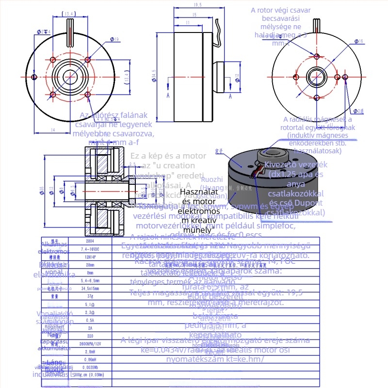 2804 üreges tengelyű brushless DC motor neodímium mágnesekkel, külső rotoros gimbal motor, FOC