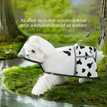 Vízálló esőruha kutyáknak, kistestűeknek, tavasz–nyár, rajzfilmszerű stílus, háziállat öltözet