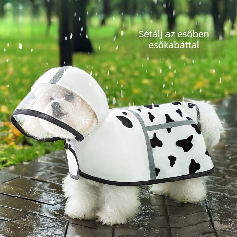 Vízálló esőruha kutyáknak, kistestűeknek, tavasz–nyár, rajzfilmszerű stílus, háziállat öltözet
