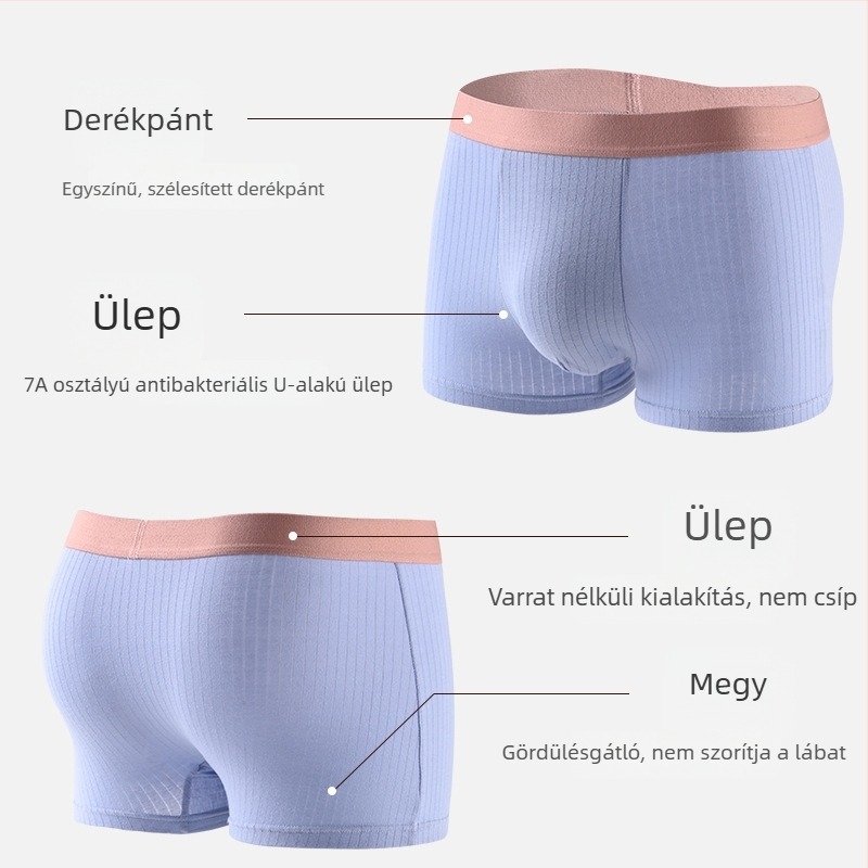 Őszi–téli 100% pamut férfi boxer briefek, nagy méret, antibakteriális ágyéktáji rész, kényelmes és lélegző, középmagas derék, tinédzsereknek