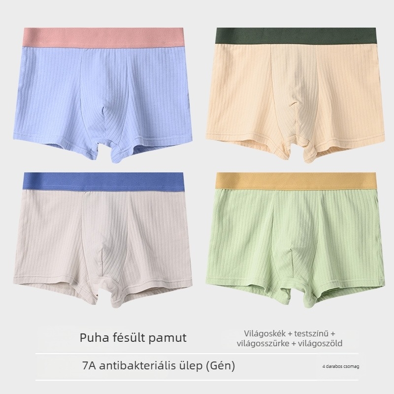 Őszi–téli 100% pamut férfi boxer briefek, nagy méret, antibakteriális ágyéktáji rész, kényelmes és lélegző, középmagas derék, tinédzsereknek