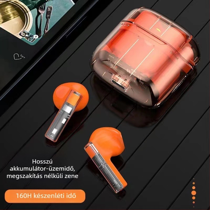 YX06 Átlátszó Gaming Bluetooth fülhallgató, HD hívások, Hosszú üzemidő, Vezeték nélküli TWS