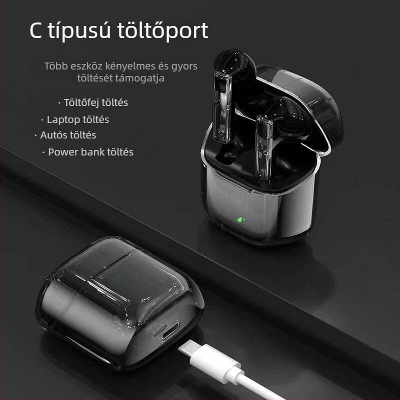 YX06 Átlátszó Gaming Bluetooth fülhallgató, HD hívások, Hosszú üzemidő, Vezeték nélküli TWS