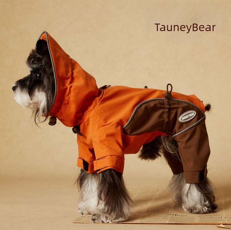 Vízálló négy lábú esőkabát kis- és közepes méretű kutyáknak — Teddy, Schnauzer, Bichon, Pomerániai törpespitz, stílusos tavasz–nyár