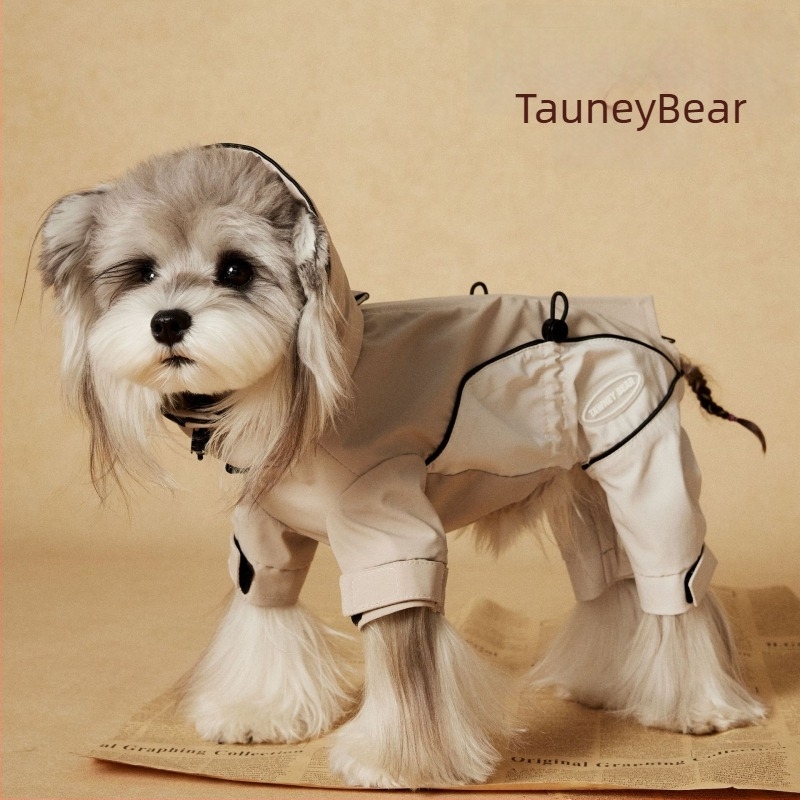 Vízálló négy lábú esőkabát kis- és közepes méretű kutyáknak — Teddy, Schnauzer, Bichon, Pomerániai törpespitz, stílusos tavasz–nyár