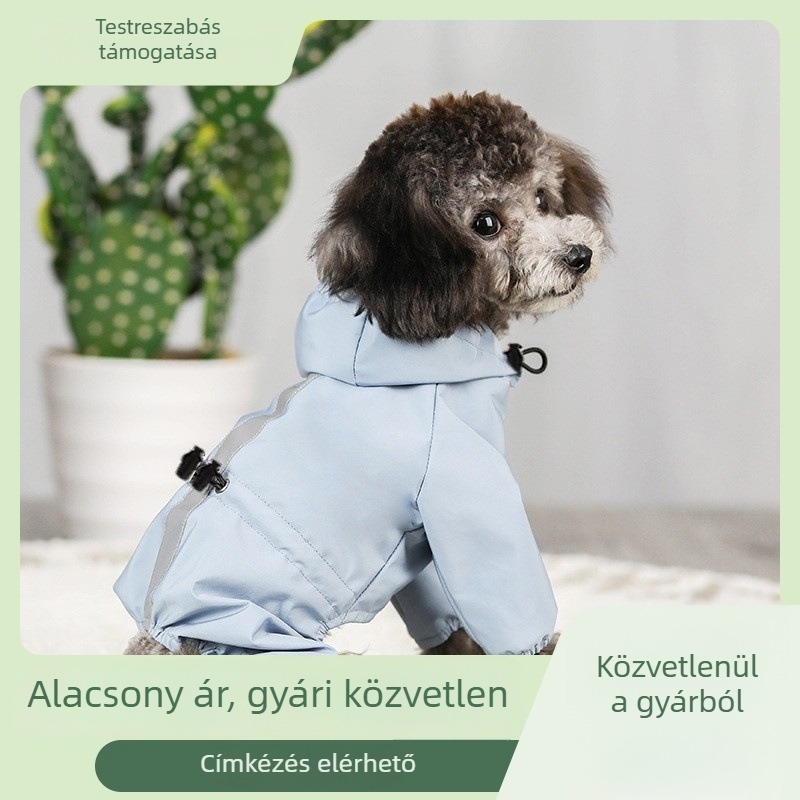 Négy lábú kutya esőkabát, légáteresztő, vízálló, fényvisszaverő részletekkel, minden évszakban használható