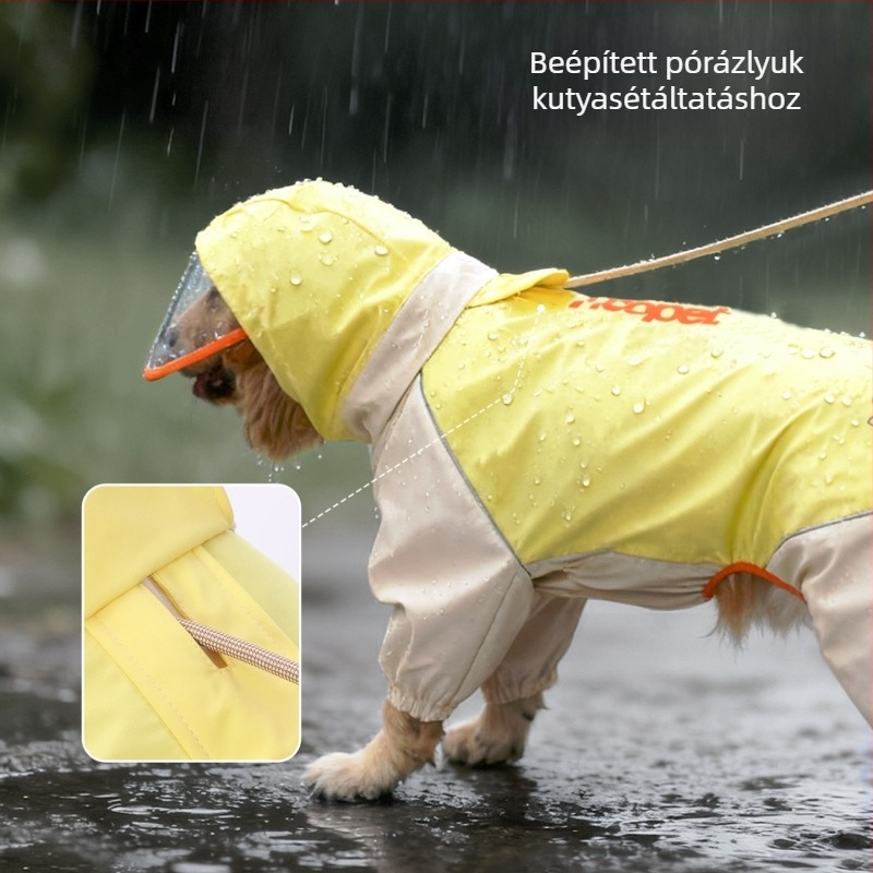 Huayuan Hoopet esőkabát közepes és nagy méretű kutyáknak, teljes testet fedő, vízálló és szennyeződésálló