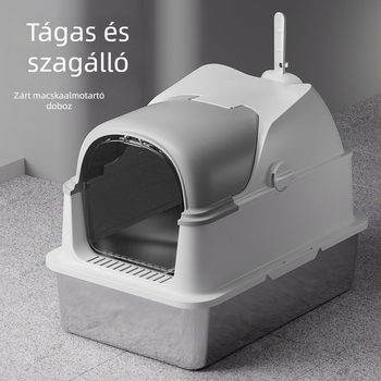 Teljesen zárt macskatál, extra nagy méret, fröccsenés elleni kialakítás, alkalmas kiscicák és nagy macskák számára, szagkontrollal