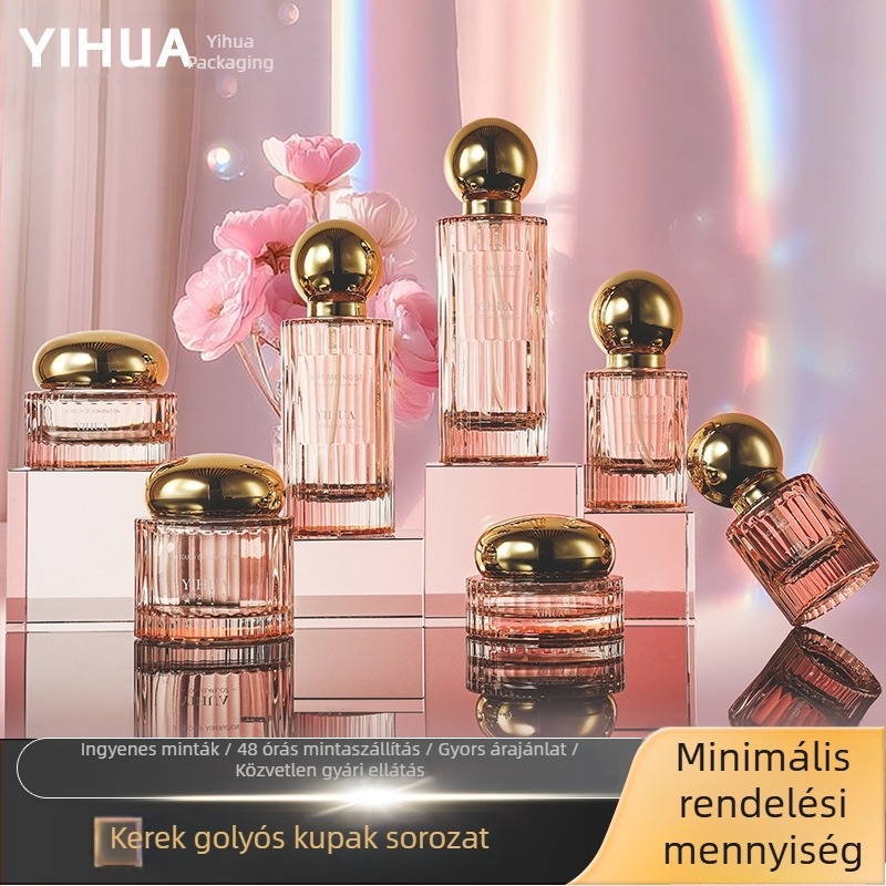 Luxus kozmetikai csomagolóüveg készlet: 100 ml-es pumpás lotion üveg és 50 g-os arckrém üveg.