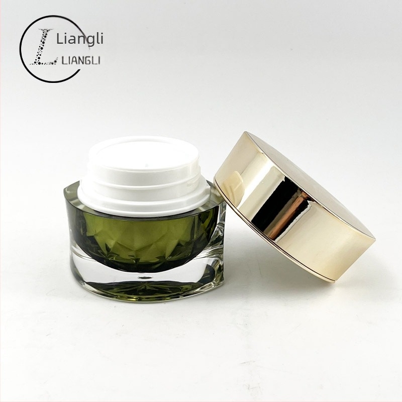 Kiváló minőségű zöld akril Eye Bottle, pumpás lotion-üveg, több méretű krémes üveg, kozmetikai üvegkészlet
