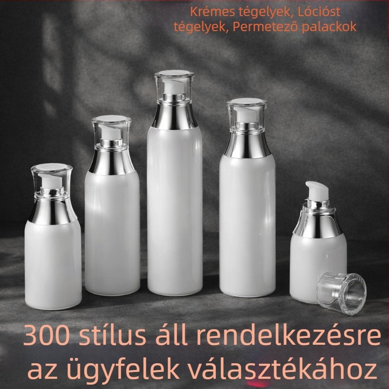 Kozmetikai lotion- és krémüveg, pumpás üres, 30/50 g, újratölthető