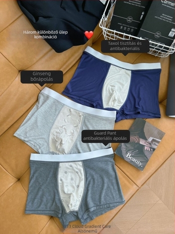 Modal anyagú férfi boxeralsó középmagas derekú, antibakteriális, ultra vékony, varrás nélküli, felhőgradiens textúra