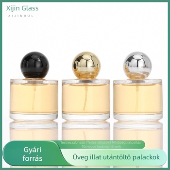 Parfümös üveg, üres, 50 ml, préselős kivitel, átlátszó permetező palack, kis kapacitás