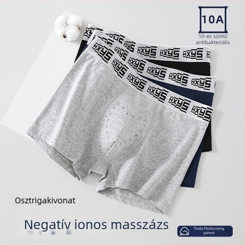 Ajándékcsomag: férfi pamut alsónemű, 10A antibakteriális, masszázs részecskék, osztriga kivonat, negatív ionok