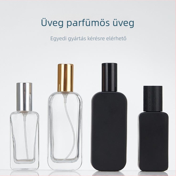 Üveges parfümös üveg bayonet nyakkal, átlátszó utántöltő üveg, permetező, kozmetikai csomagolás, üres üveg
