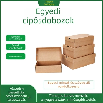 Személyre szabott cipősdoboz kraft papírból, felső- és alsó fedéllel, környezetbarát cipőcsomagolás férfiaknak, nőknek és gyerekeknek