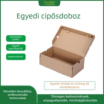 Személyre szabott cipősdoboz kraft papírból, felső- és alsó fedéllel, környezetbarát cipőcsomagolás férfiaknak, nőknek és gyerekeknek
