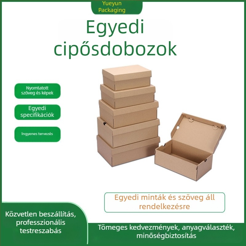 Személyre szabott cipősdoboz kraft papírból, felső- és alsó fedéllel, környezetbarát cipőcsomagolás férfiaknak, nőknek és gyerekeknek
