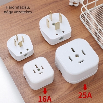 Ipari tápellátó aljzat típus 86, 25A, háromfázisú négyvezetékes csatlakozó, négy pólus, falra szerelt klímához, tartós