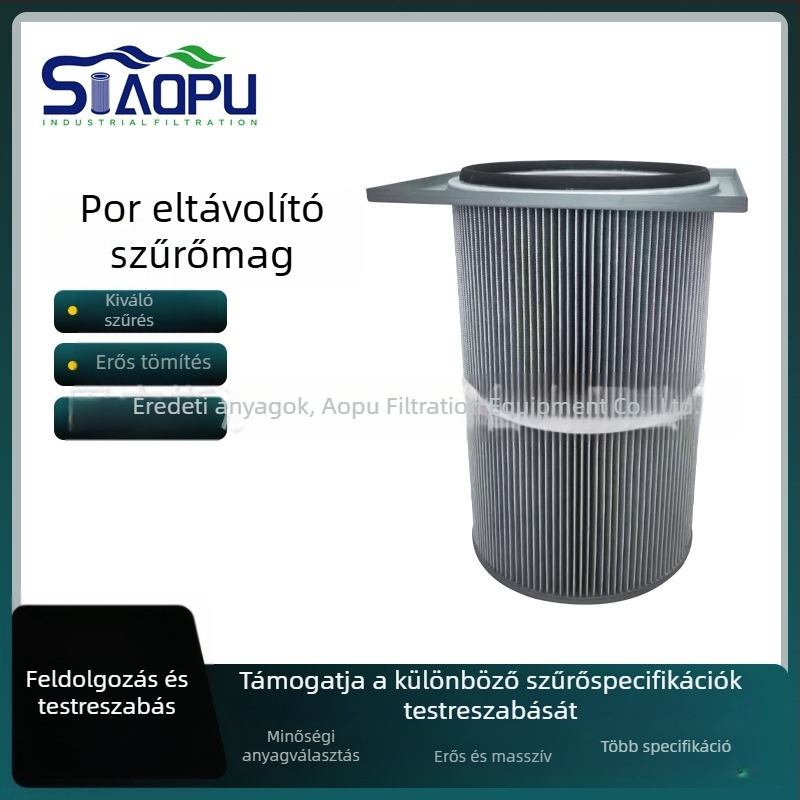 Antisztatikus porleválasztó szűrő cartridge 370×370, flange típus, négyszögletes rögzítés, poliészter rost