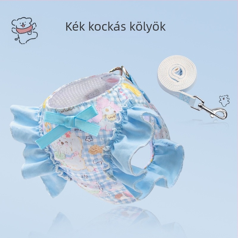 Kis testű kutyáknak öv-stílusú hám, pórázzal — Bichon Frisé, Toy Poodle, Shiba Inu