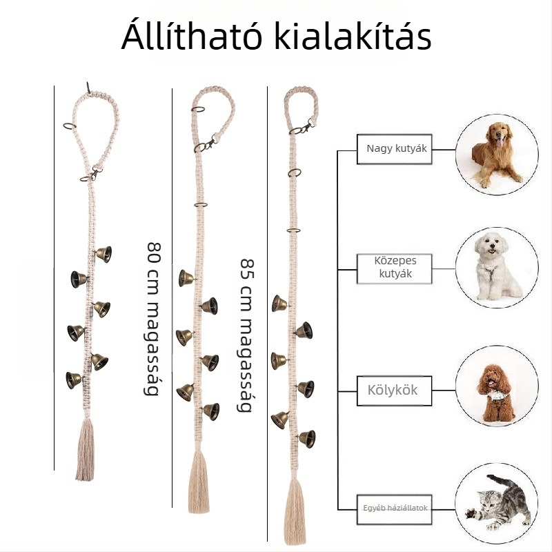 Kutya ajtócsengő – lógó edzéshez, kézzel kötött kötéllel