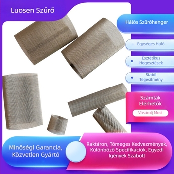 Rozsdamentes acélból készült csőszűrő szőtt hálós szűrőelemmel és központi csővel