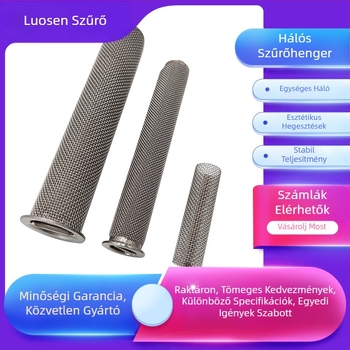 Rozsdamentes acélból készült csőszűrő szőtt hálós szűrőelemmel és központi csővel