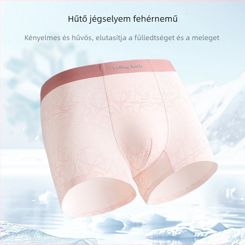 Férfi ice silk boxer brief, lélegző, antibakteriális, pamut betéttel az ágyékban, középmagas derekú