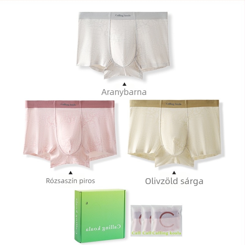 Férfi ice silk boxer brief, lélegző, antibakteriális, pamut betéttel az ágyékban, középmagas derekú