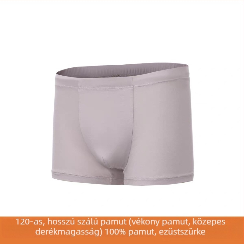 Új, magas minőségű férfi hosszú szálú pamutból készült boxeralsó, 120 fonalas, középmagas derekú, U-formájú előnyílású, 100% pamut, vékony