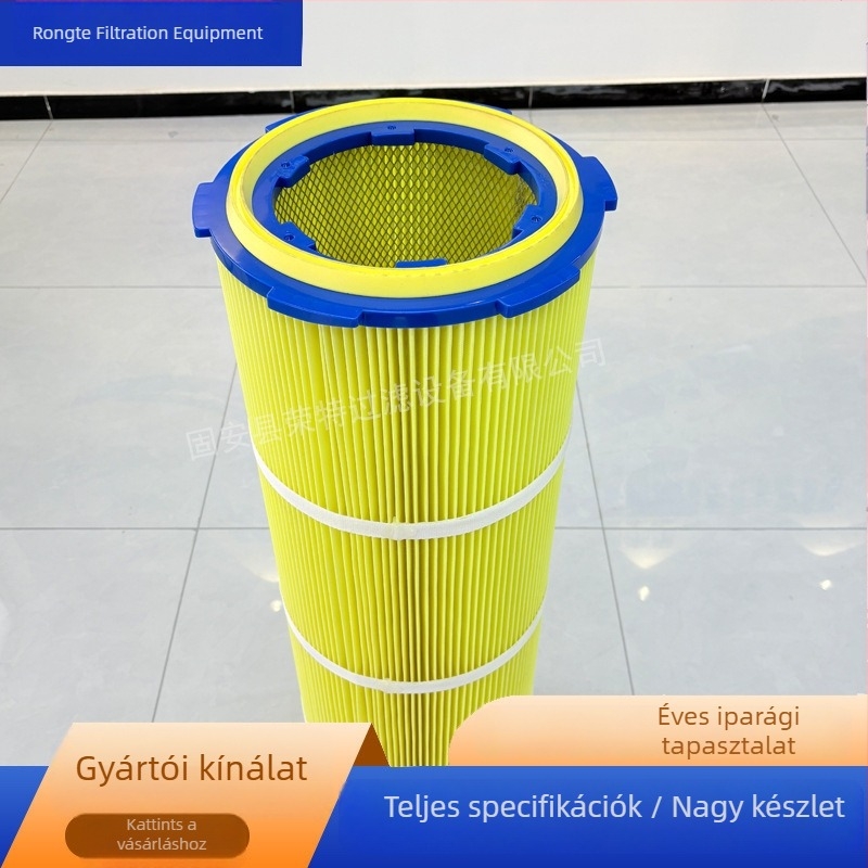 PTFE-bevonatú lángálló szűrő cartridge homokfúvó gépekhez, porvisszanyerés, rozsdamentes acél
