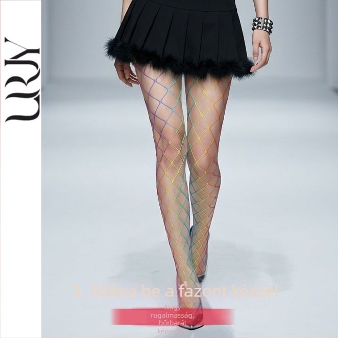 Szivárványos gradient hálóharisnya, magas elasztikusság, nagy méret, vékony, 20D nylon