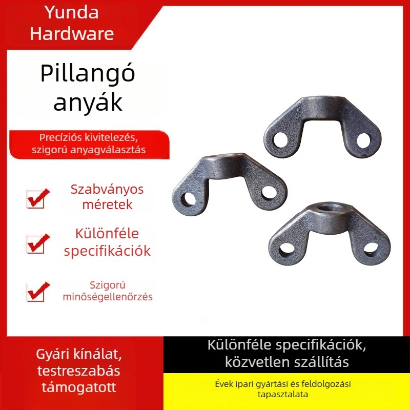 Szénacél szárnyas anya, öntött, vastagodott, kézzel meghúzható