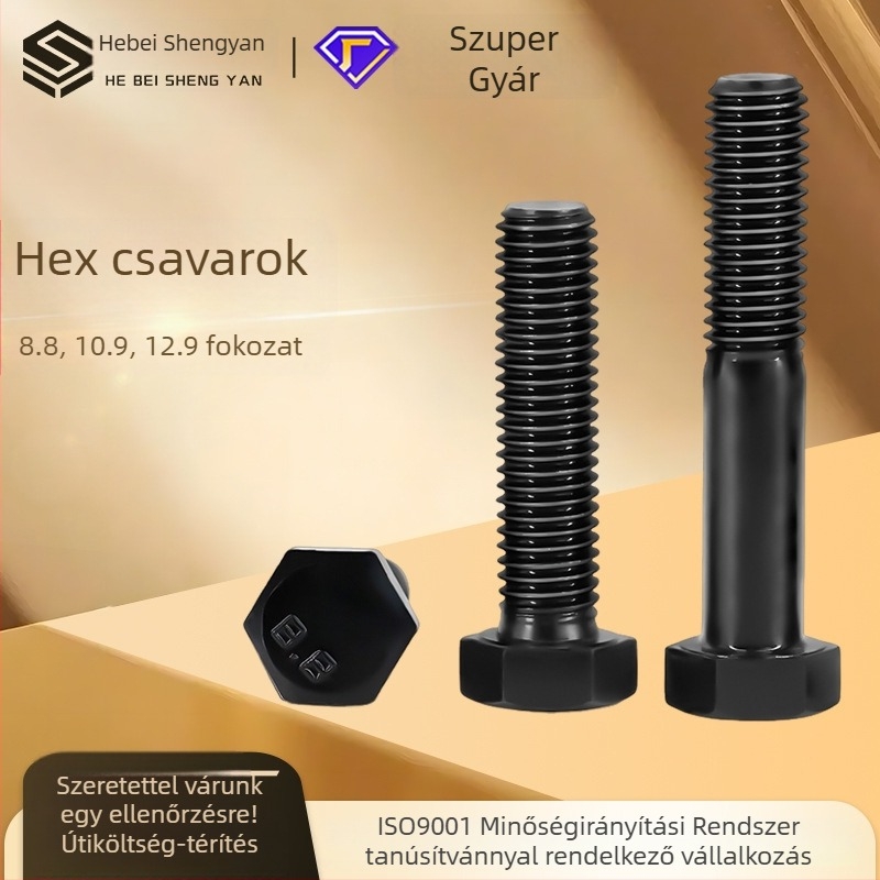 Nagy szilárdságú hatszögletű csavarok, osztályok 8.8 és 10.9, galvanizált, szénacél Q235