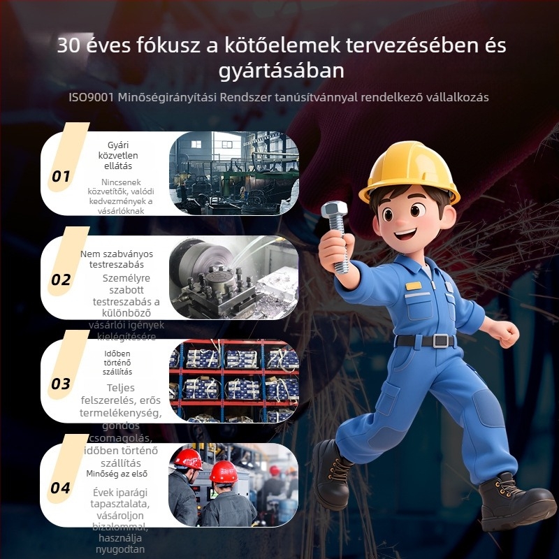 Nagy szilárdságú hatszögletű csavarok, osztályok 8.8 és 10.9, galvanizált, szénacél Q235