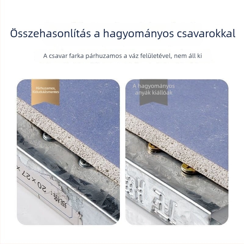 Lapos fejű önmetsző csavarok mennyezethez, könnyű acél vázhoz, galvanizált szénacélból, nagy szilárdságú