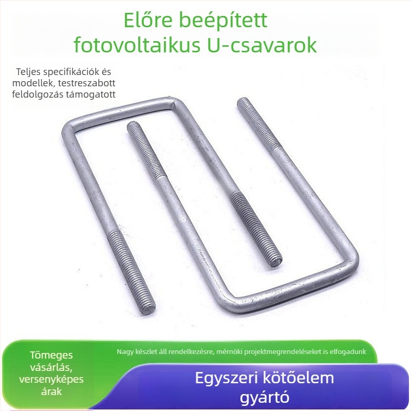 Beépített, forróhorganyzott négyzet keresztmetszetű U-bolt napelemes szereléshez
