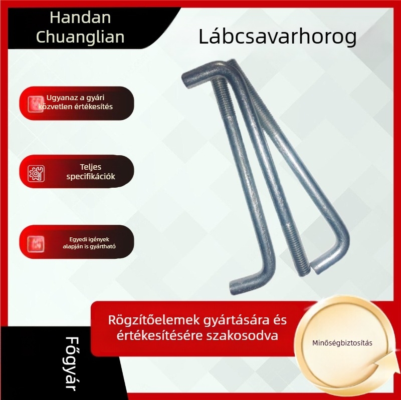 Forró-dip galvanizált ankercsavarok, L- és 7- alakú beépítőcsavarok, szénacél, GB szabvány, fotovoltaikus tartóváz alapokhoz