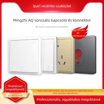 Abbaq Mingzhi sorozat egypólusú kapcsoló- és aljzat, AQ101-10231804, fehér fluoreszkáló jelzővel, 10A