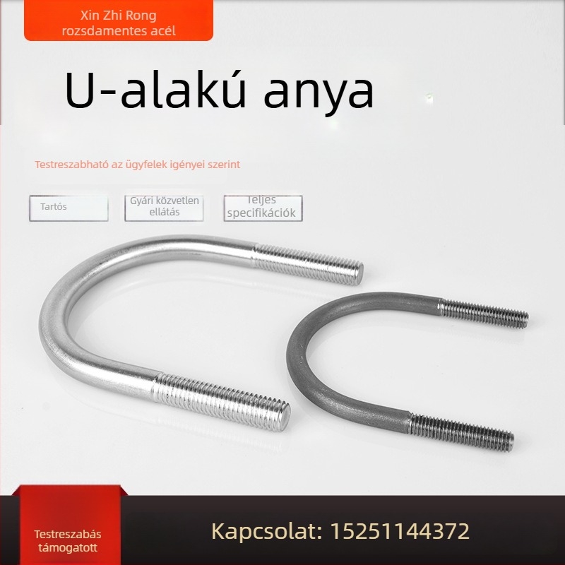 Személyre szabott U-alakú csavarok rozsdamentes acélból, 304 és 316, méretek M6, M8, M10, M12