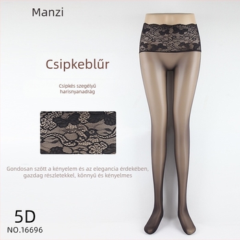 Manzi 5D Szicílai ultrakönnyű, varrás nélküli harisnyanadrág csipkés derékkal, selymesen sima és szexi Aurora stílusban, fekete nyári harisnyanadrág