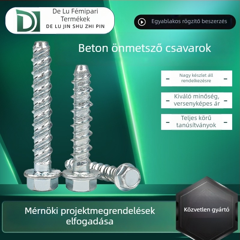 Betonhoz való önmetsző csavarok táguló kivitelben, hatszögfejű, alátéttel