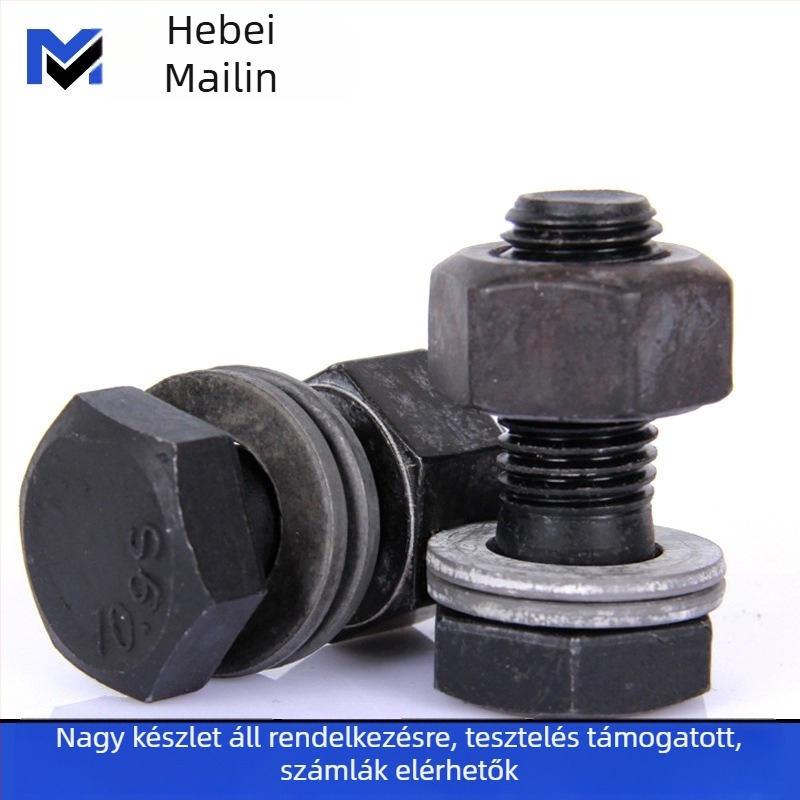 10.9 osztályú, külső hatszögletű fejű, nagy teherbírású csavarok és anyák acél szerkezetekhez, oxidált fekete felület