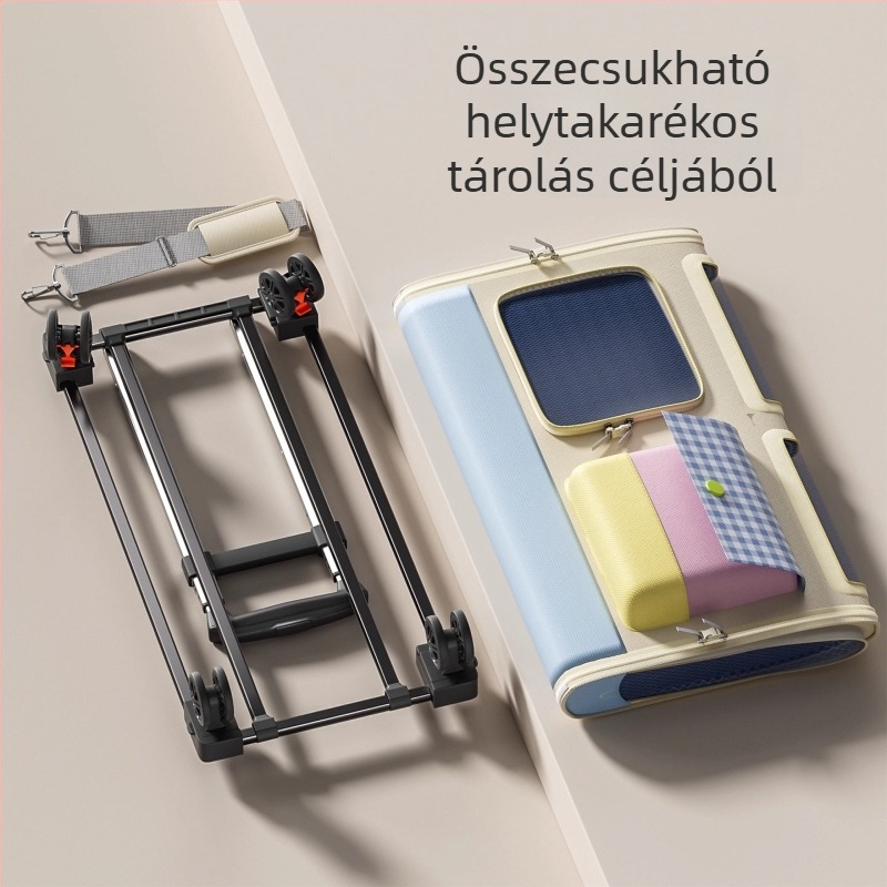 Utazó macskaszállító táska két macskának, nagy kapacitású háziállat szállító, kerekes táska