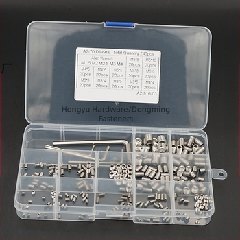 240 db M3/4/5/6/8 hatszögletű belsőmenetes csavar, rozsdamentes acél 304, készlet