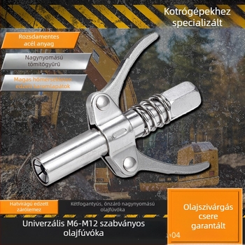 Önzáró zsírpisztoly-fej, csipesz típusú, magas nyomású, zsírpisztoly-kiegészítő