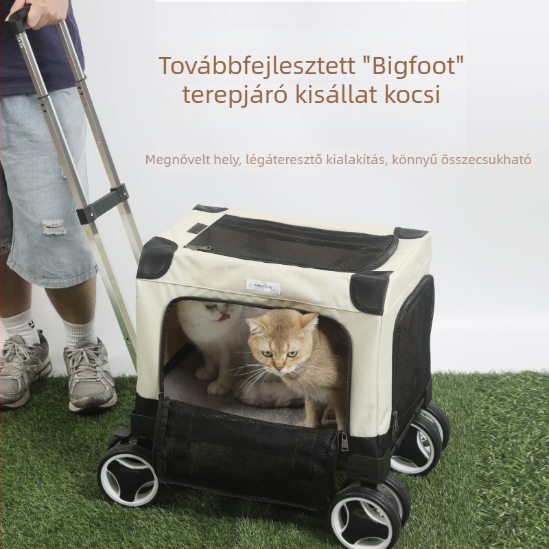 Kerekes háziállat-hordtáska, nagy kapacitású, légáteresztő, hordozható kis testű kutyáknak és több macskának