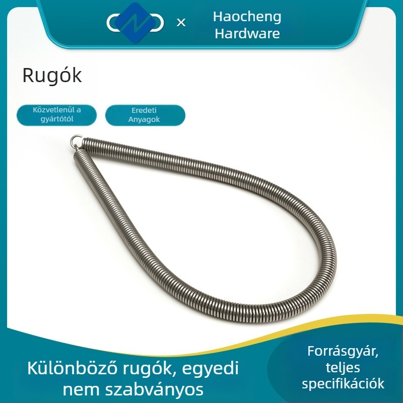 Hosszú rozsdamentes acél feszítőrugó visszatérő kampóval – mechanikus feszítéshez