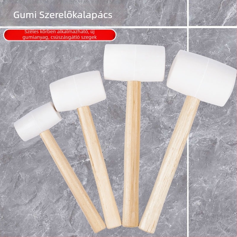 Fehér gumikalapács fa markolatú, csempe- és padlóburkolatok felhelyezéséhez